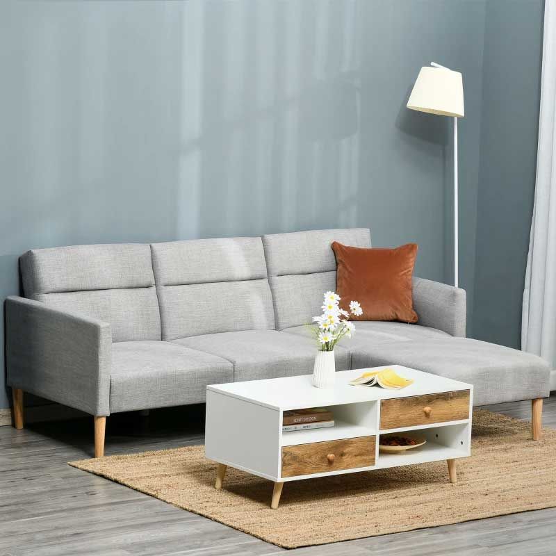 3 Seater L-Shaped Sofa Bed with Storage  Light Grey  Space-Saving Modern Sofa UK