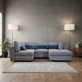 Madison U Shaped Modular Sofa – Large Corner Sectional Sofa Fabric – 5 Seater U Shape Sofa for Living Room (Bluish Grey)