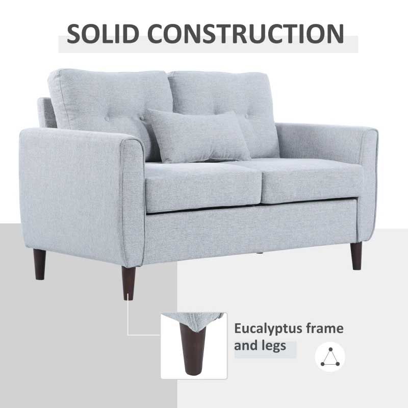 Light Grey 2 Seater Loveseat Modular Sofa  Compact Fabric Couch Set for Small Spaces Modern Grey 2 Seater Lounge Sofa UK Big Save on Affordable Sofas
