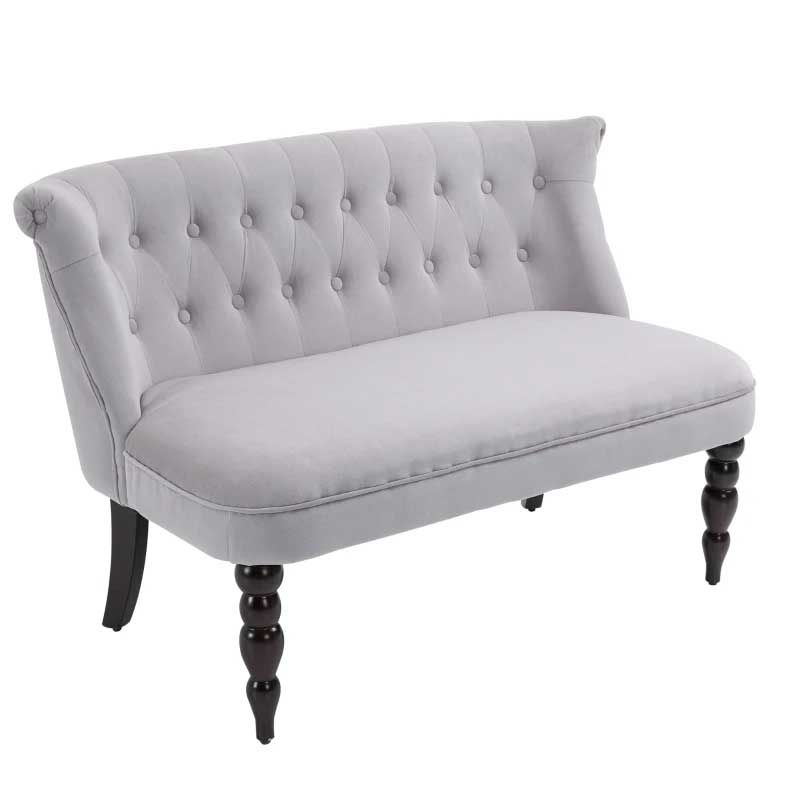 Vintage Grey 2 Seater Sofa Lounger  Retro Fabric Sofa for Small Living Rooms UK