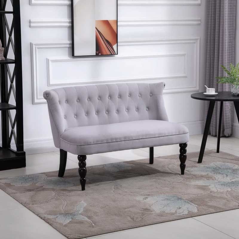 Vintage Grey 2 Seater Sofa Lounger  Retro Fabric Sofa for Small Living Rooms UK