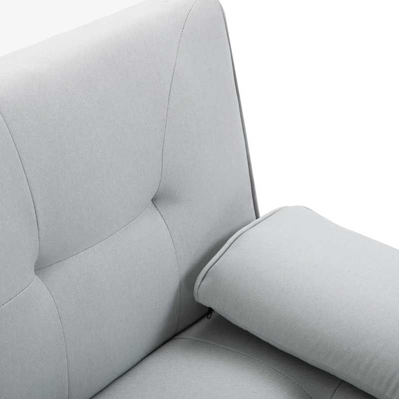 Scandinavian Grey 3 Seater Sofa Bed Recliner with Cup Holders  Modern Fabric Sofa for Living Room UK