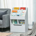 Grey Wooden Kids Bookshelf with Drawer – Modern Children’s Book Storage Unit for Bedroom or Playroom