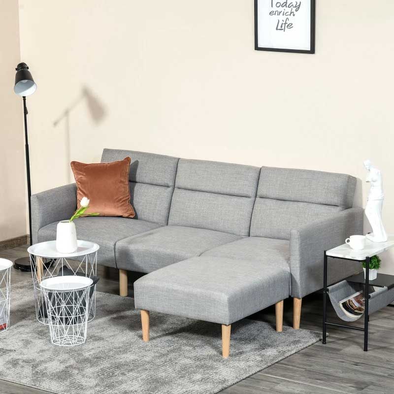 3 Seater L-Shaped Sofa Bed with Storage  Light Grey  Space-Saving Modern Sofa UK