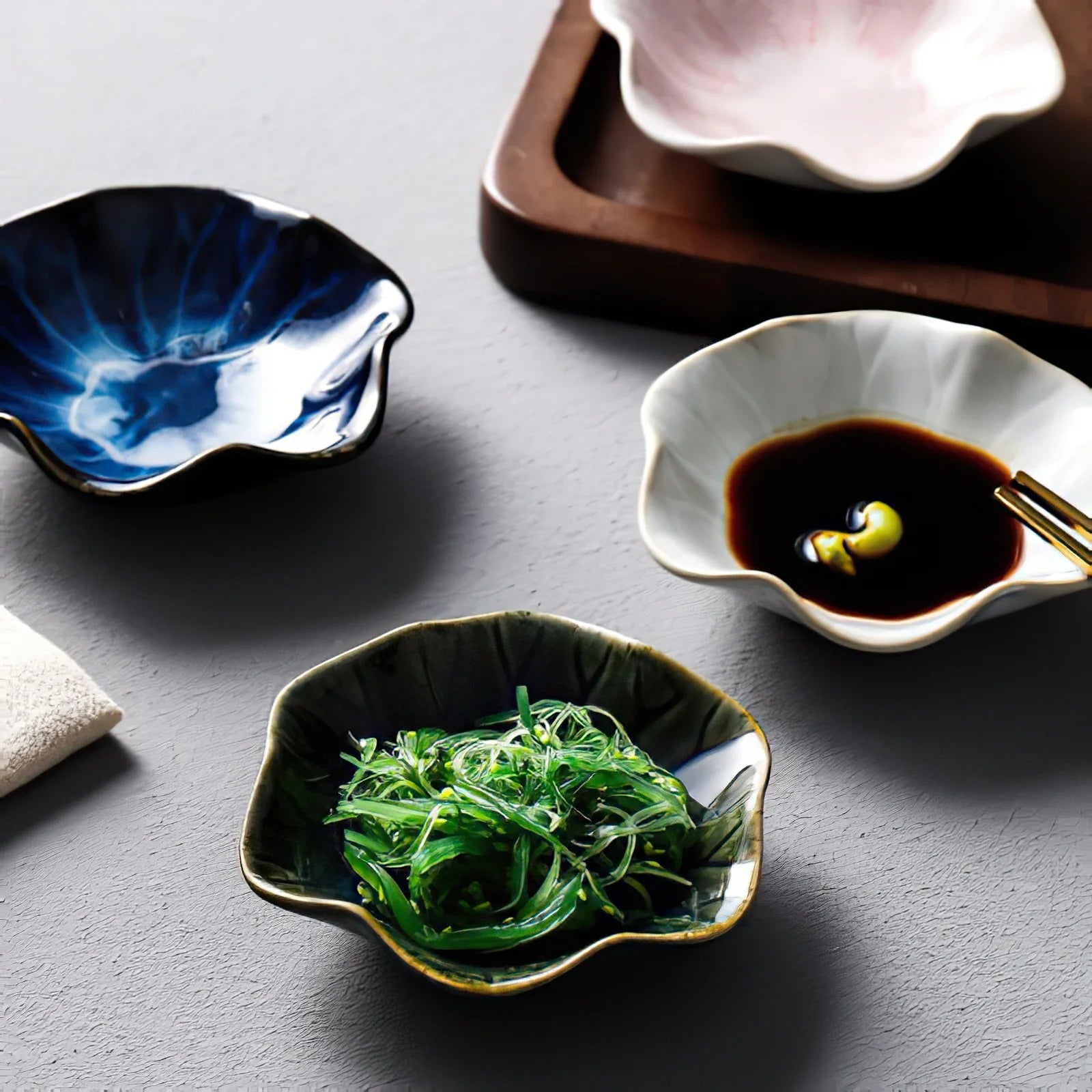 Ceramic Flower Sauce Dish – Mini Porcelain Dipping Bowl for Soy Sauce, Nuts & Charcuterie