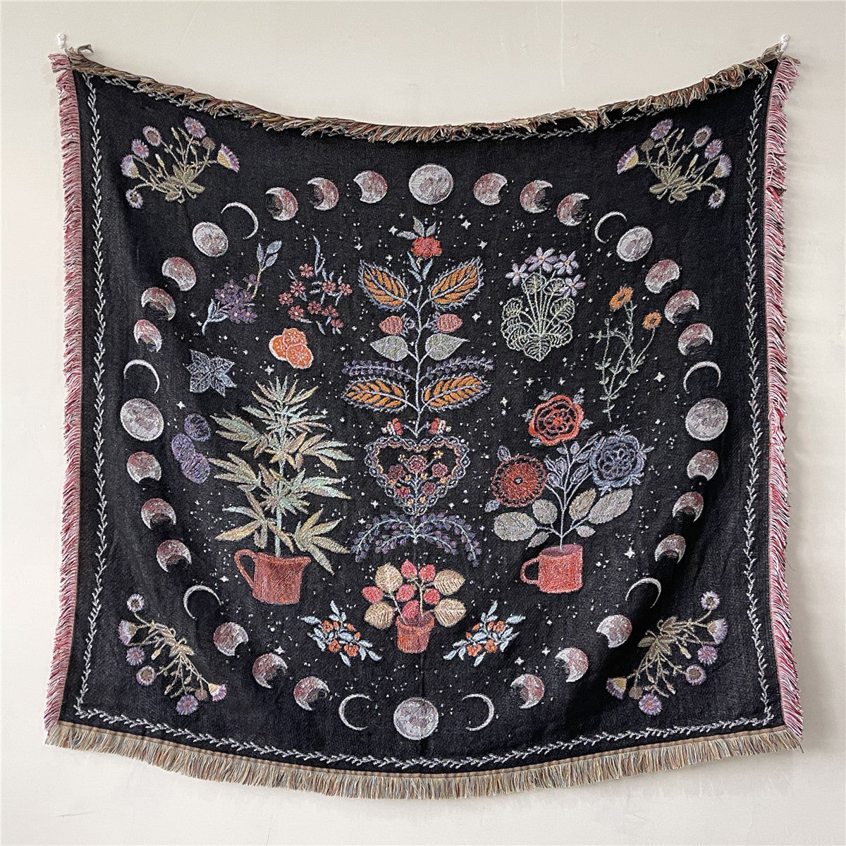 Boho Celestial & Nature-Inspired Woven Throw Blanket