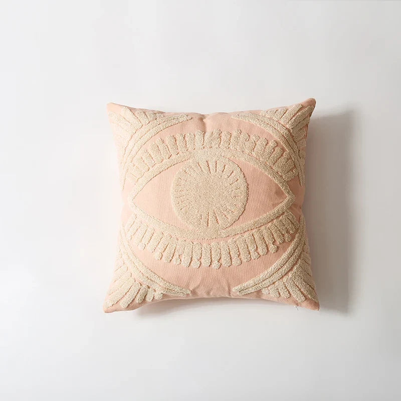 Evil Eye Embroidered Cotton Cushion Cover
