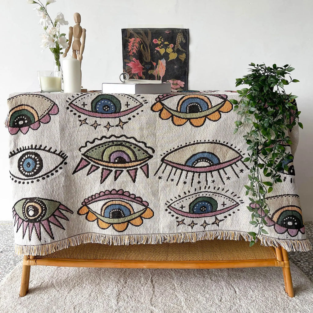 Boho Celestial & Nature-Inspired Woven Throw Blanket