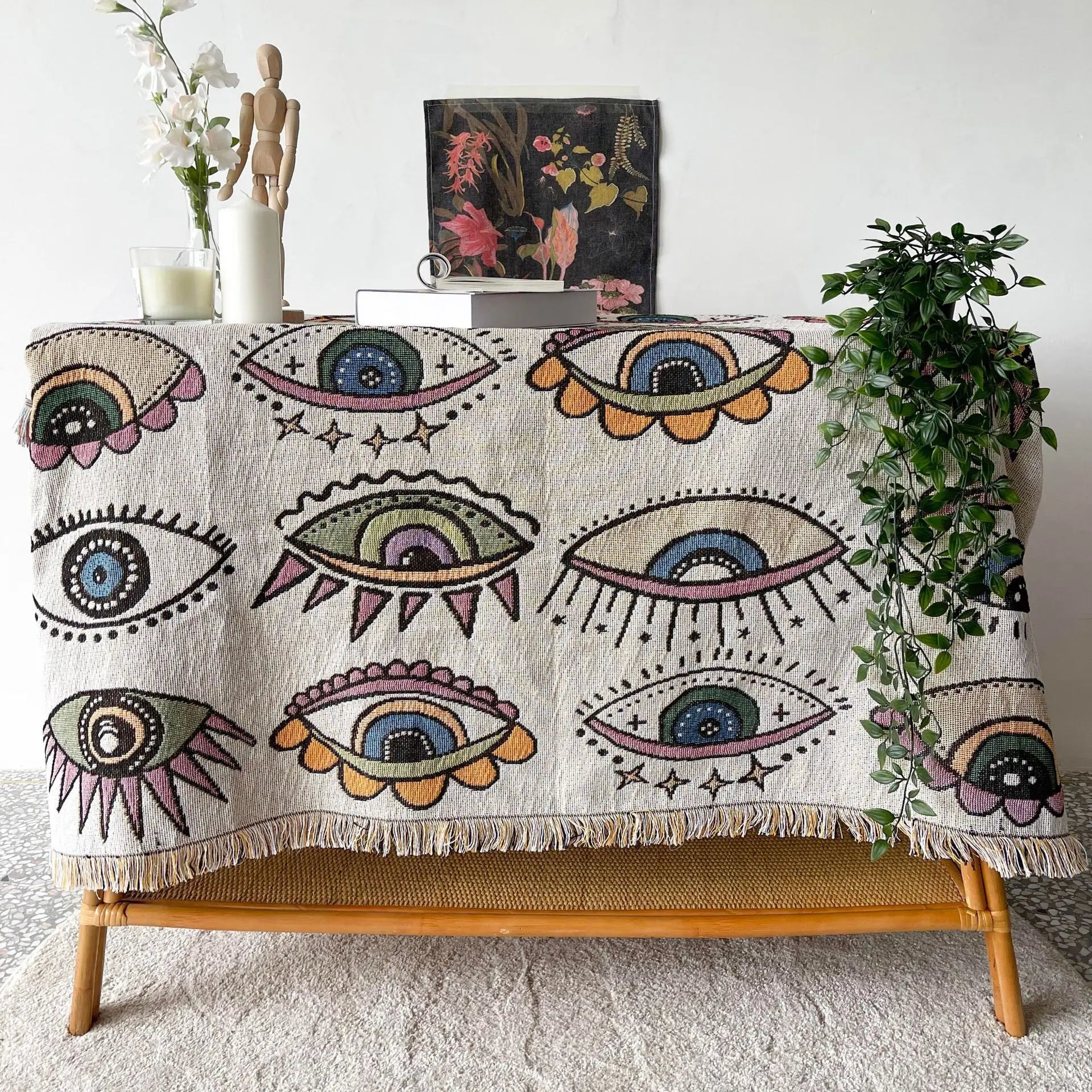 Boho Celestial & Nature-Inspired Woven Throw Blanket