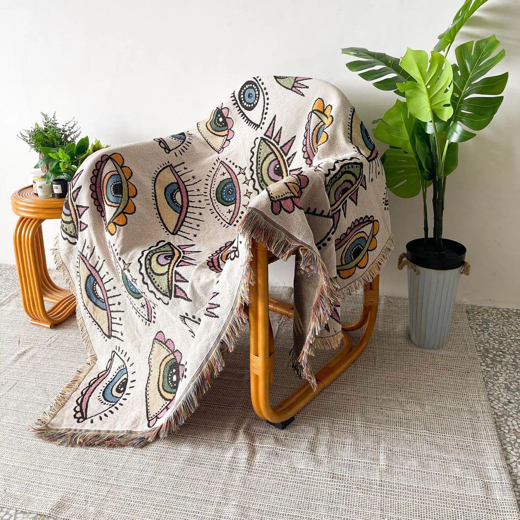 Boho Celestial & Nature-Inspired Woven Throw Blanket
