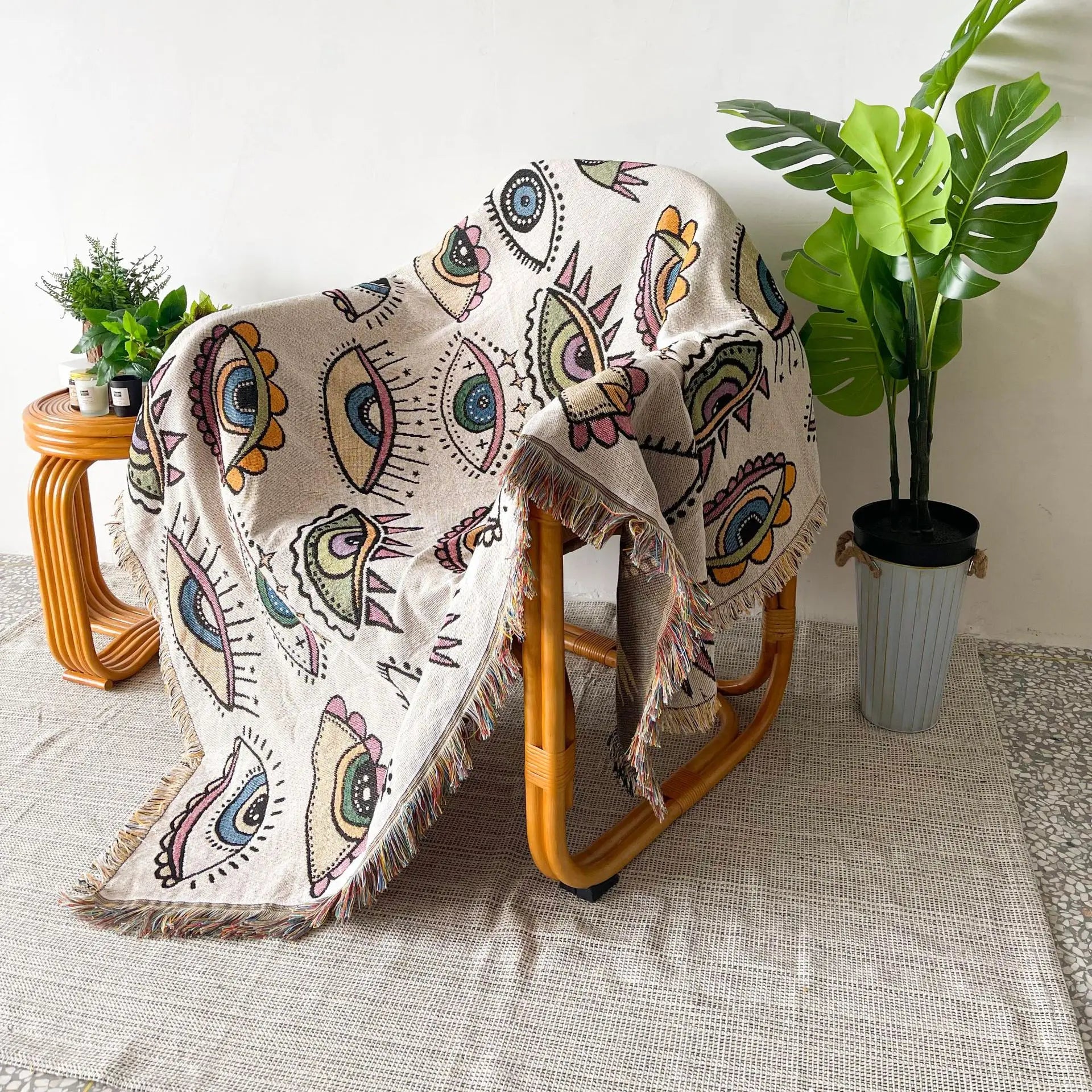 Boho Celestial & Nature-Inspired Woven Throw Blanket