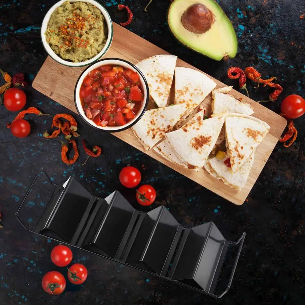 Stainless Steel Tacos Holder Frame Mexican W-shaped Pancake Rack Corn Hot Dog Spring Roll Rack Iron Tray Plate Cake Toast Holder