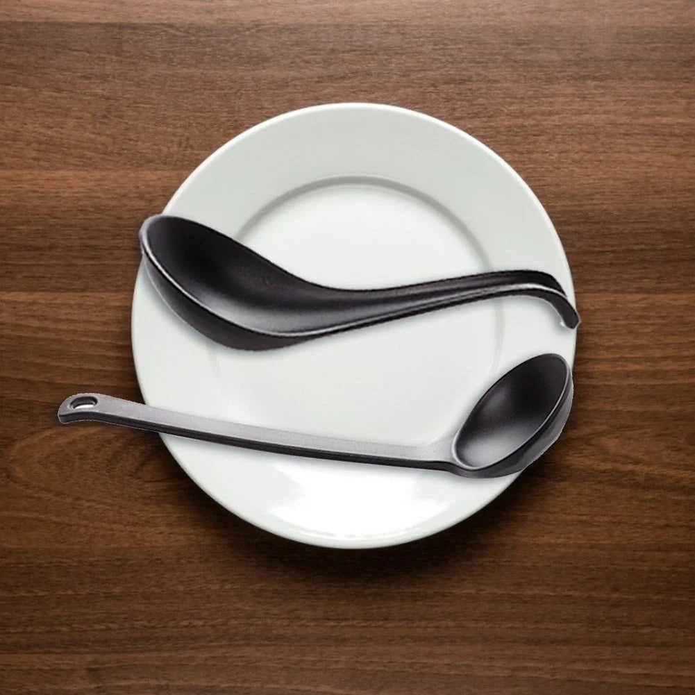 Japanese Soup Spoon Plastic Bowl Soup Porridge Spoon Hot Kitchen Accessories Black Frosted Soup Spoon For Home Restaurant
