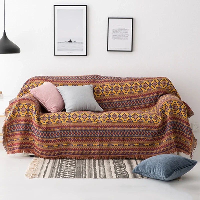 Aztec Boho Throw Blanket Decorative Bed Blankets Geometric Flower Sofa Couch Tassels Home Decor