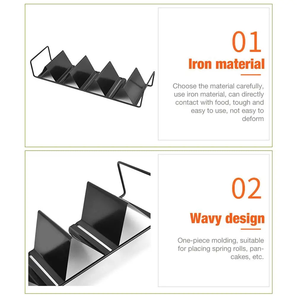 Stainless Steel Tacos Holder Frame Mexican W-shaped Pancake Rack Corn Hot Dog Spring Roll Rack Iron Tray Plate Cake Toast Holder