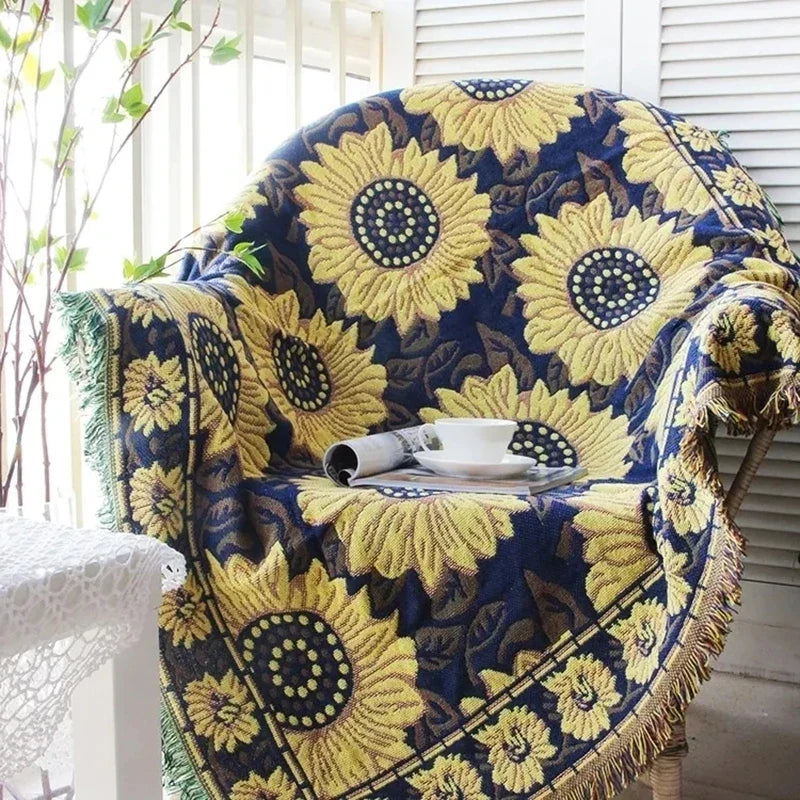 Aztec Boho Throw Blanket Decorative Bed Blankets Geometric Flower Sofa Couch Tassels Home Decor