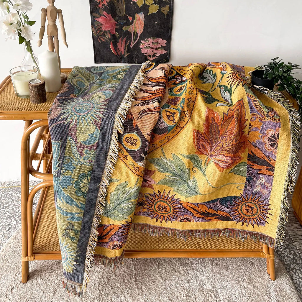 Boho Celestial & Nature-Inspired Woven Throw Blanket