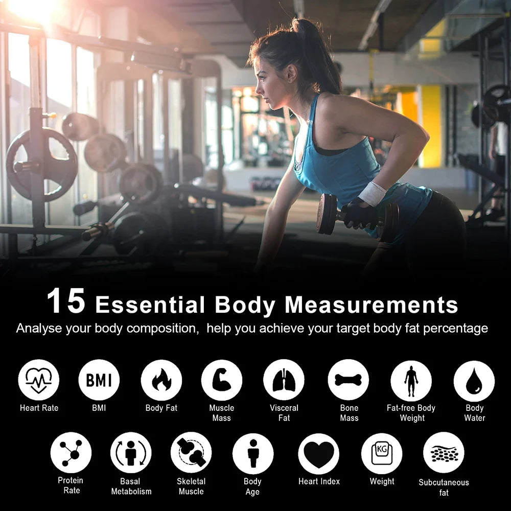 ⚖️ Lescale Smart Body Fat & BMI Scale – 15 Metrics + Heart Rate Display
