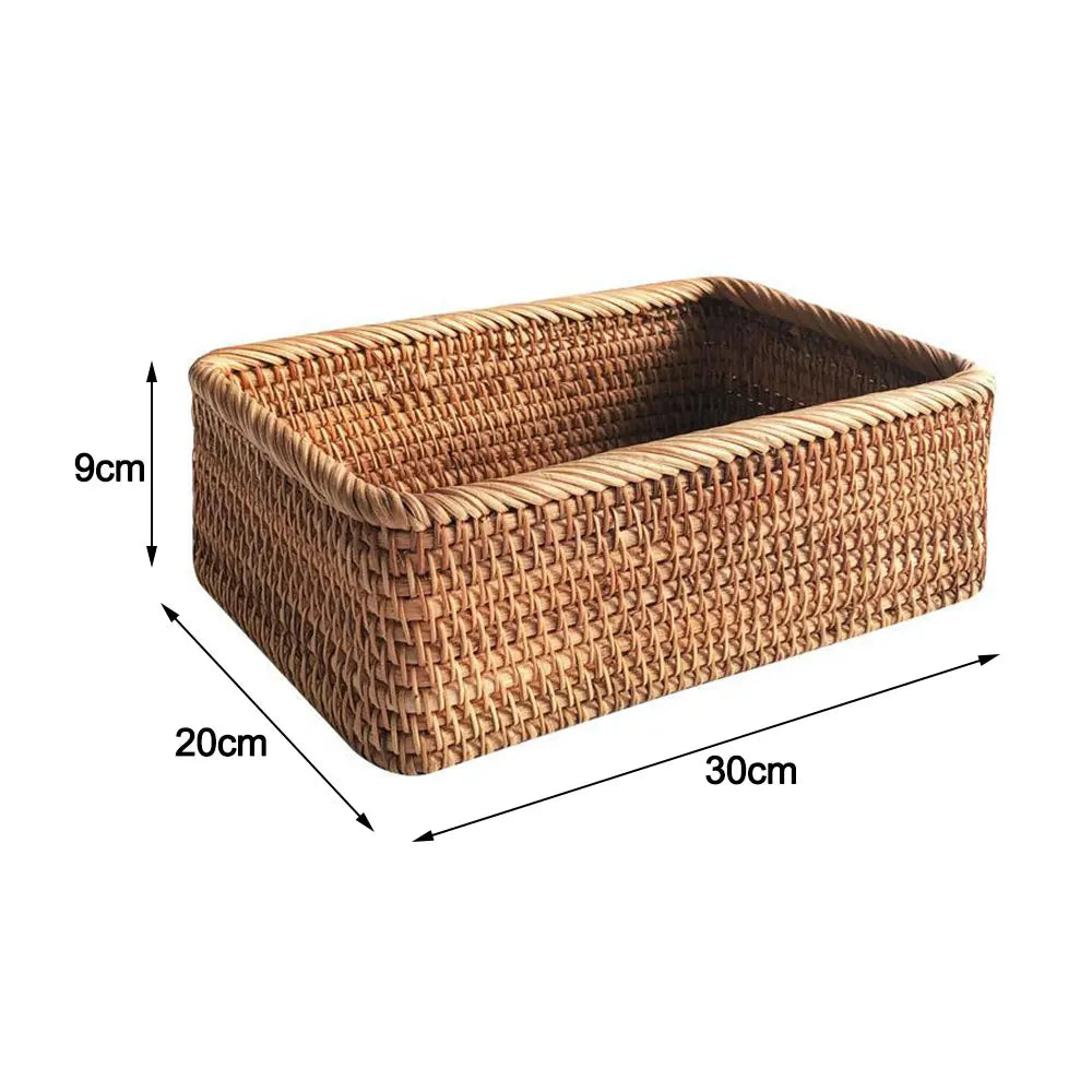 Handwoven Rectangular Rattan Wicker Basket
