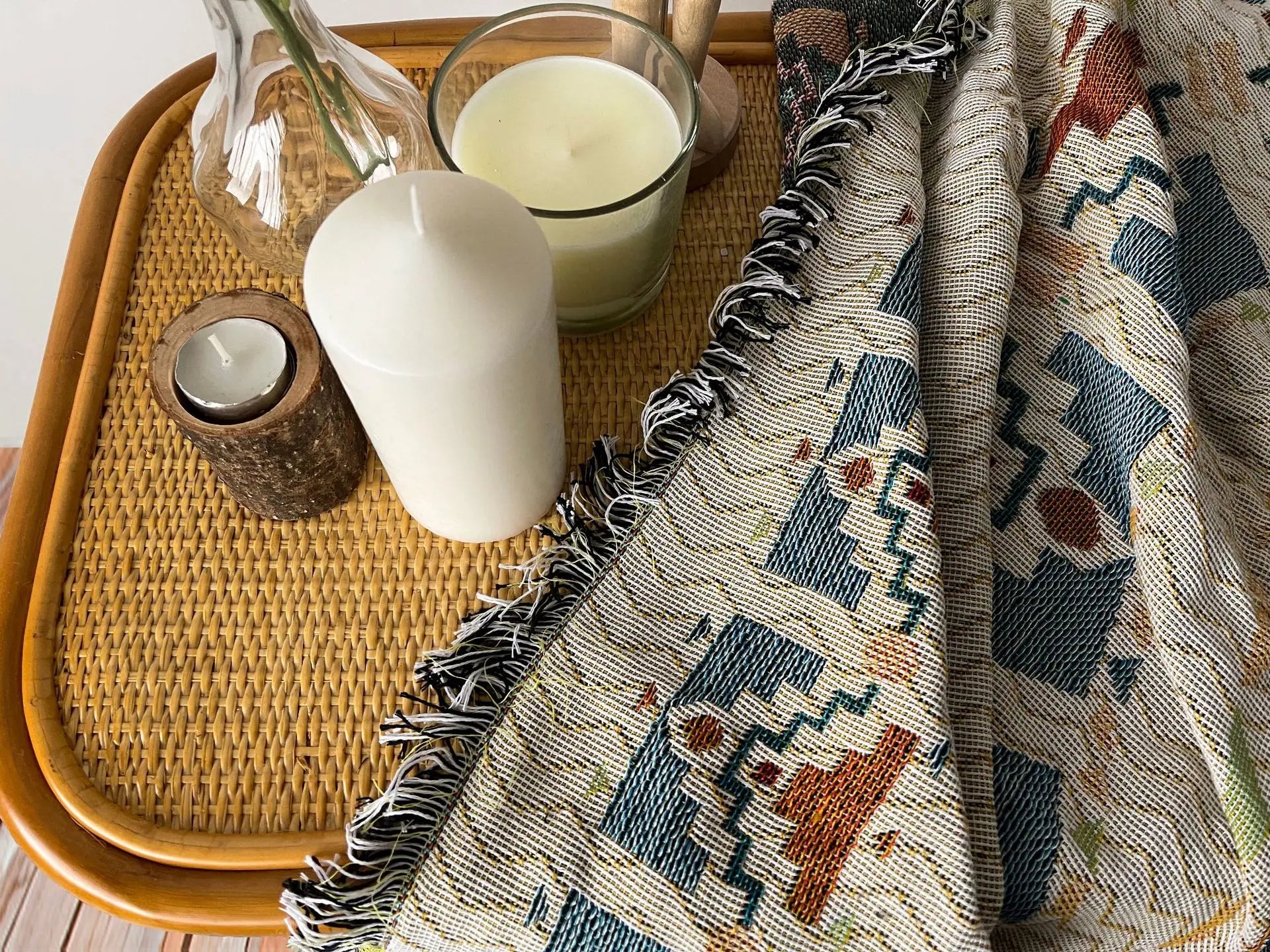 Boho Celestial & Nature-Inspired Woven Throw Blanket