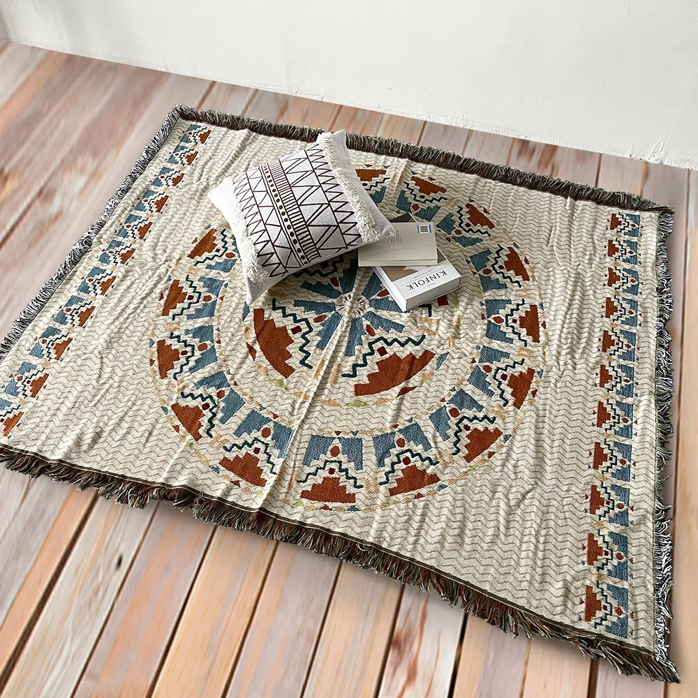 Boho Celestial & Nature-Inspired Woven Throw Blanket