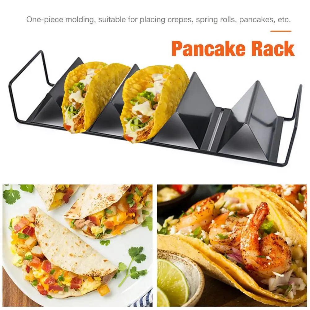 Stainless Steel Tacos Holder Frame Mexican W-shaped Pancake Rack Corn Hot Dog Spring Roll Rack Iron Tray Plate Cake Toast Holder