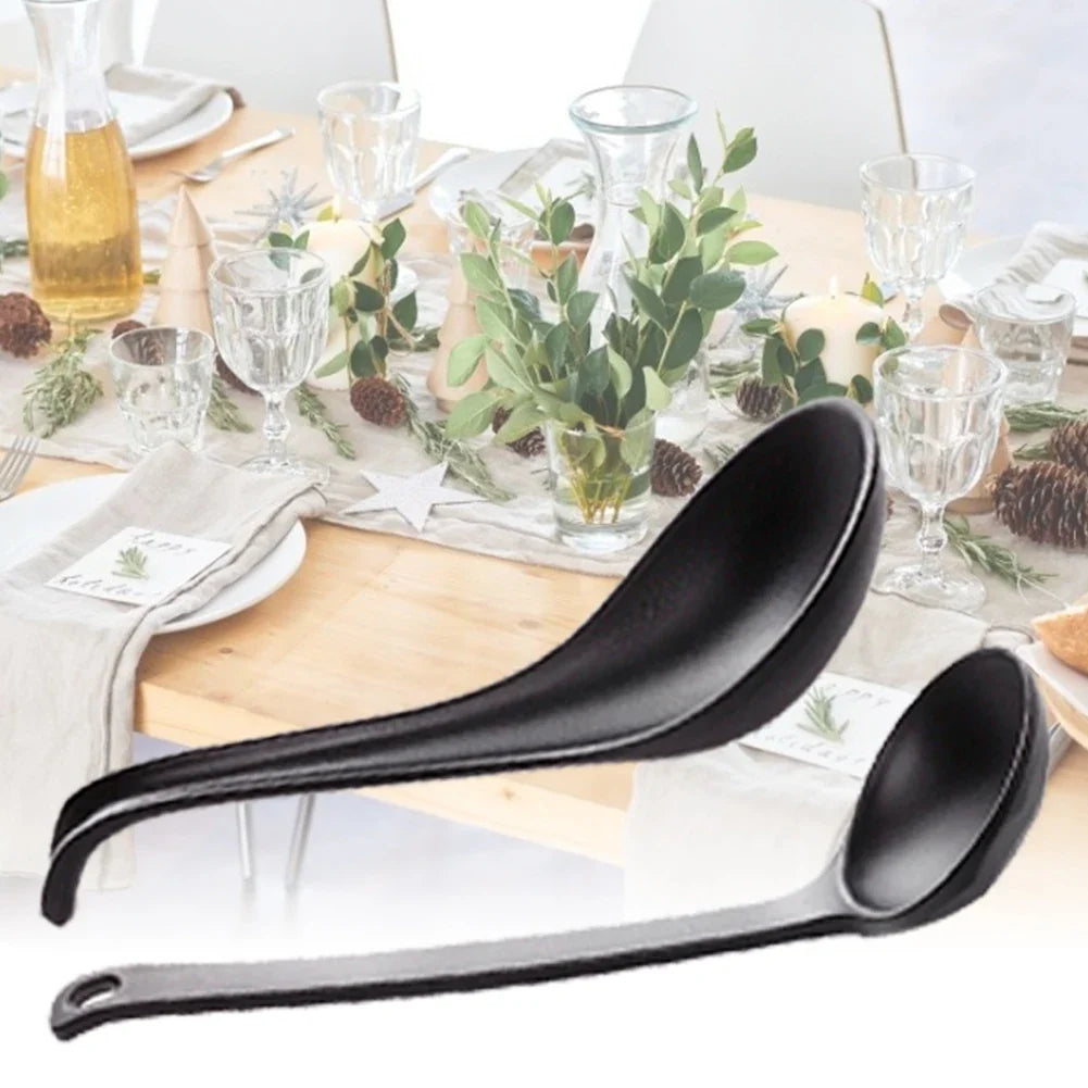 Japanese Soup Spoon Plastic Bowl Soup Porridge Spoon Hot Kitchen Accessories Black Frosted Soup Spoon For Home Restaurant