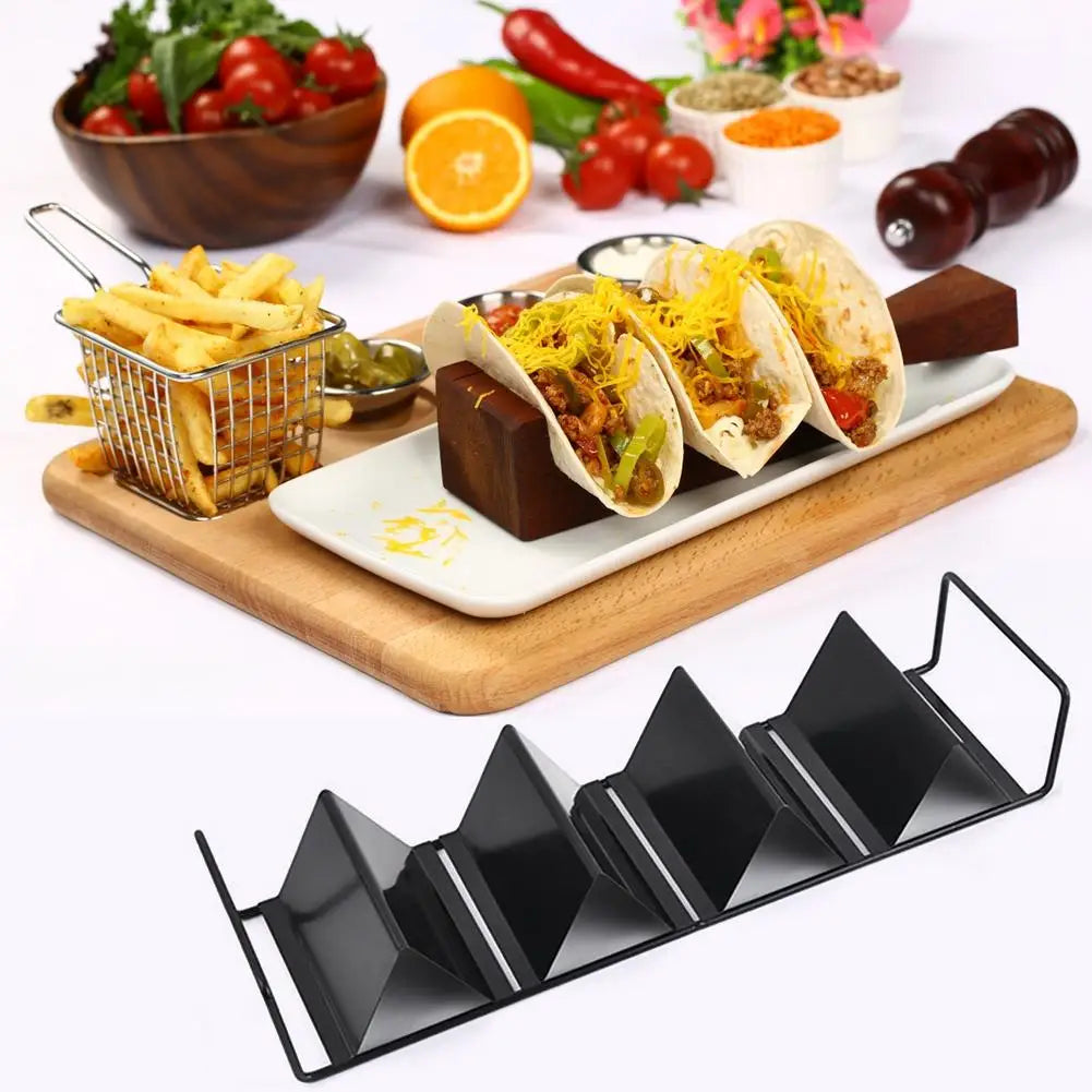 Stainless Steel Tacos Holder Frame Mexican W-shaped Pancake Rack Corn Hot Dog Spring Roll Rack Iron Tray Plate Cake Toast Holder