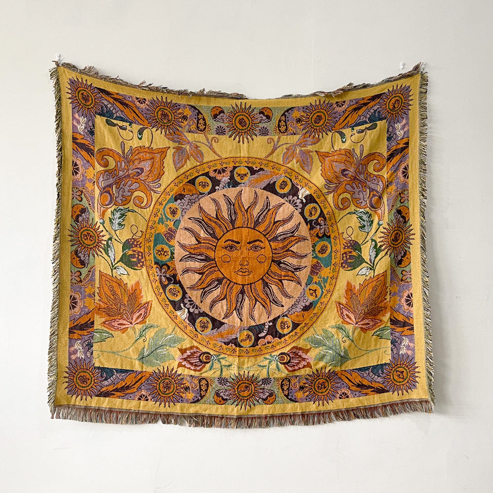 Boho Celestial & Nature-Inspired Woven Throw Blanket