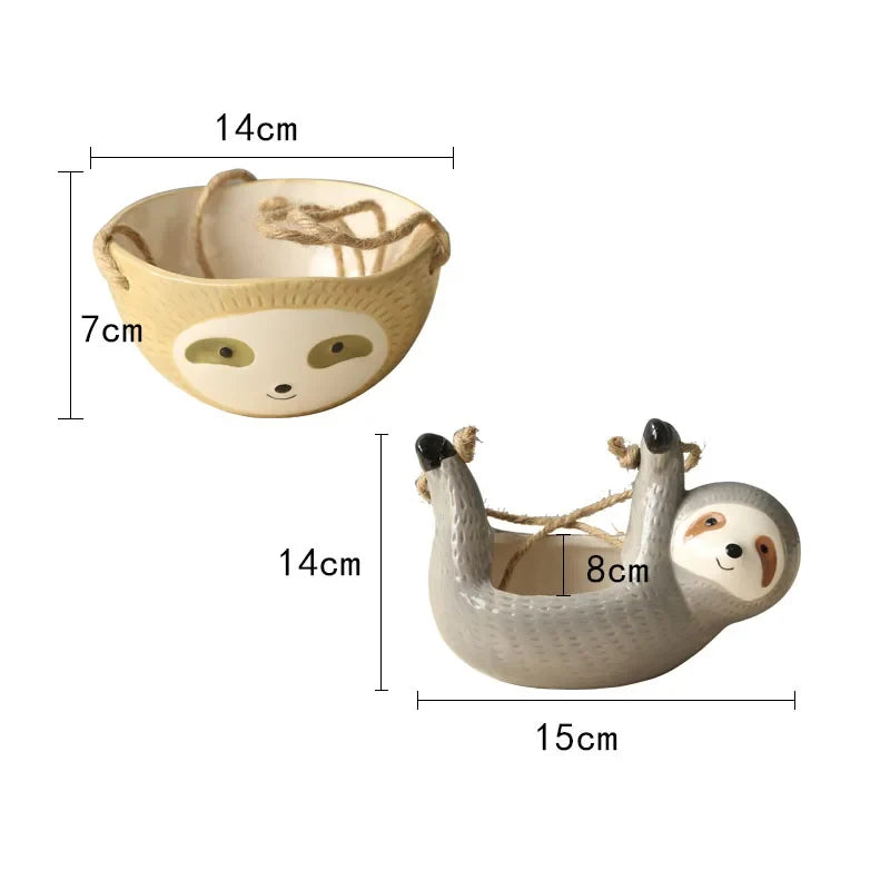 Ceramic Sloth Hanging Planter