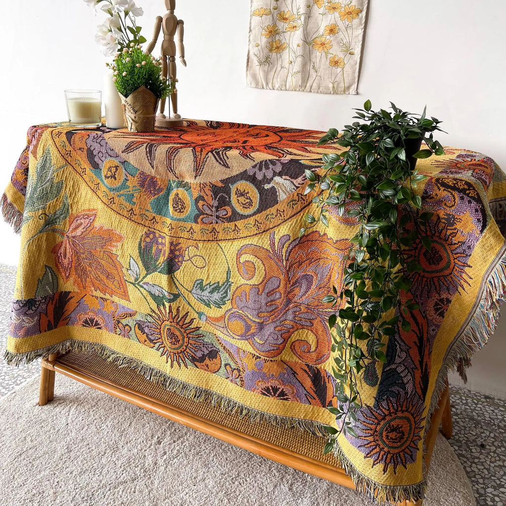 Boho Celestial & Nature-Inspired Woven Throw Blanket