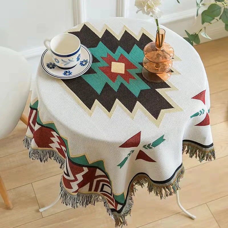 Aztec Boho Throw Blanket Decorative Bed Blankets Geometric Flower Sofa Couch Tassels Home Decor