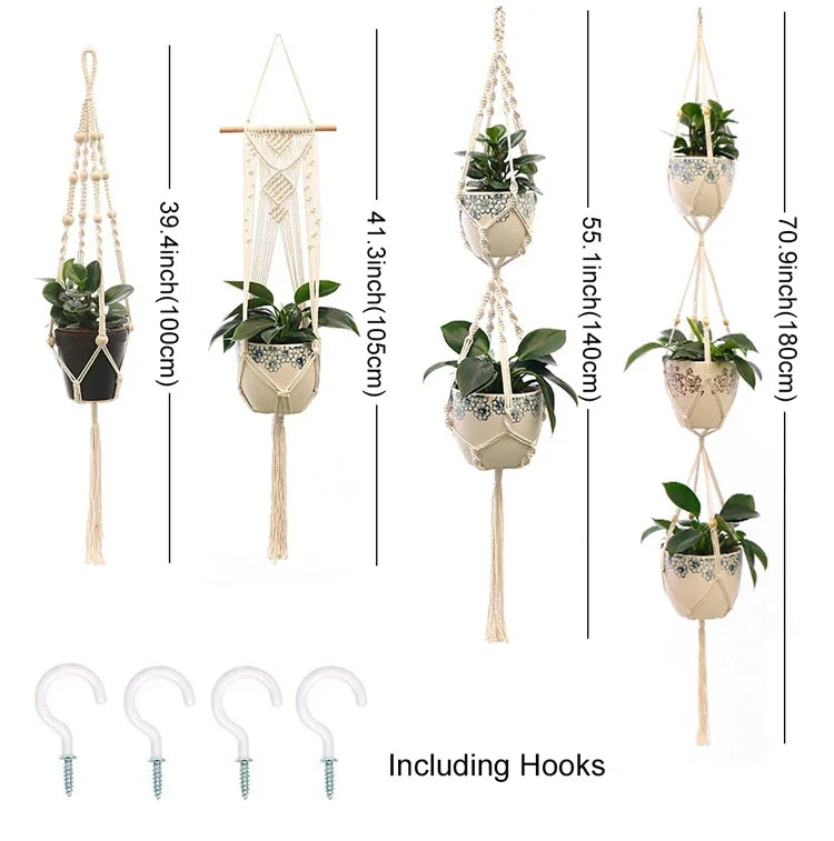 🌿 Handmade Macrame Plant Hanger – Boho Hanging Planter Basket for Indoor & Outdoor Decor