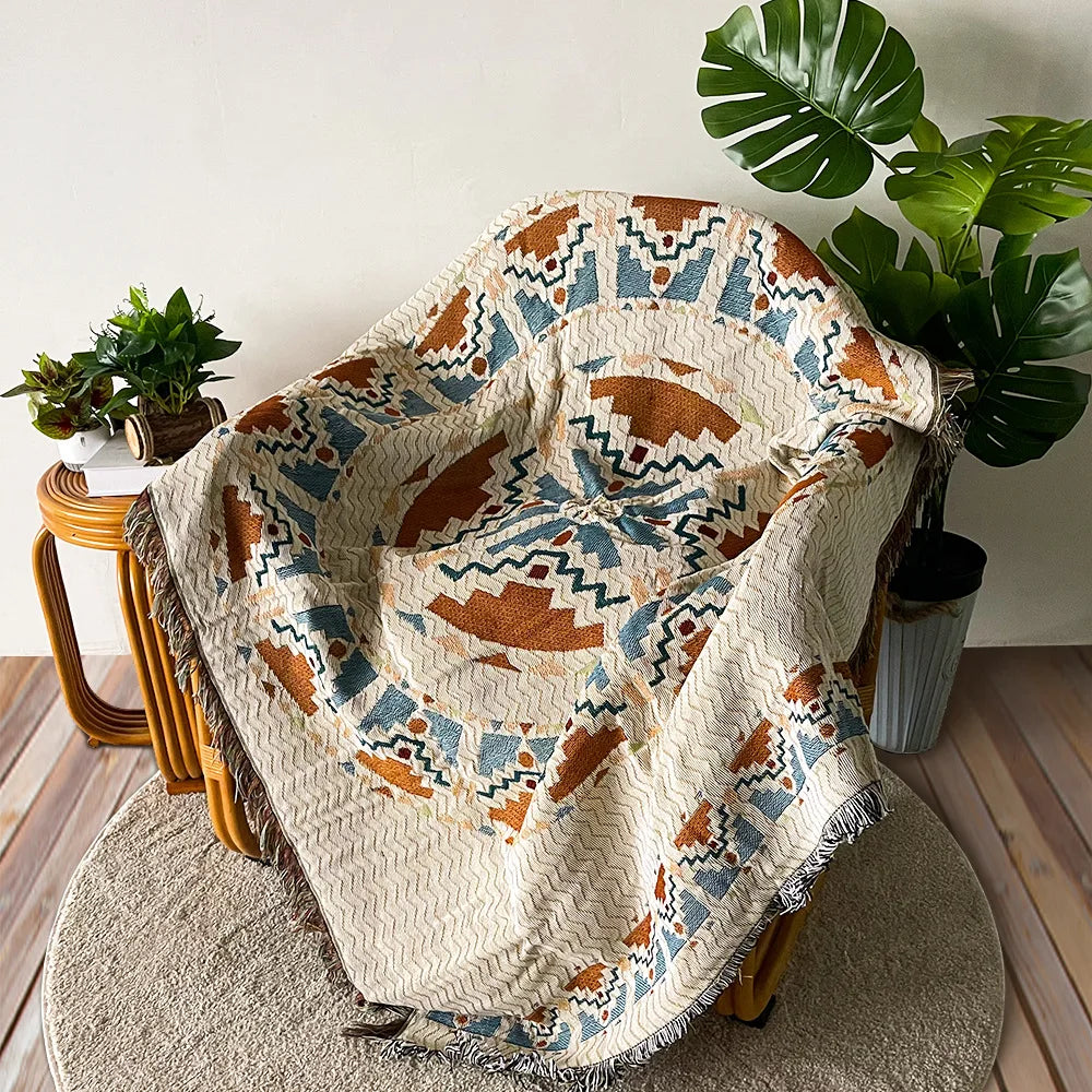 Boho Celestial & Nature-Inspired Woven Throw Blanket