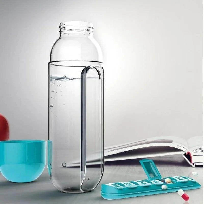 Travel pill organizer water bottle