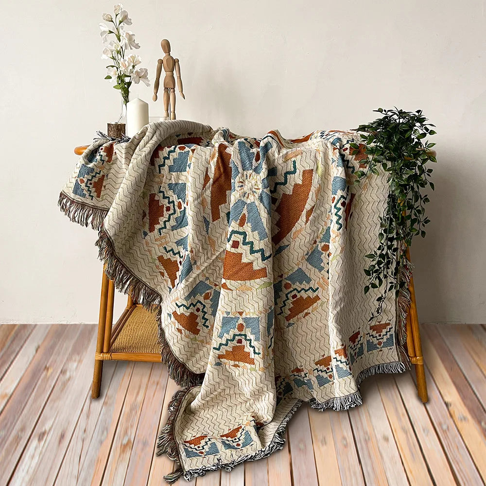 Boho Celestial & Nature-Inspired Woven Throw Blanket