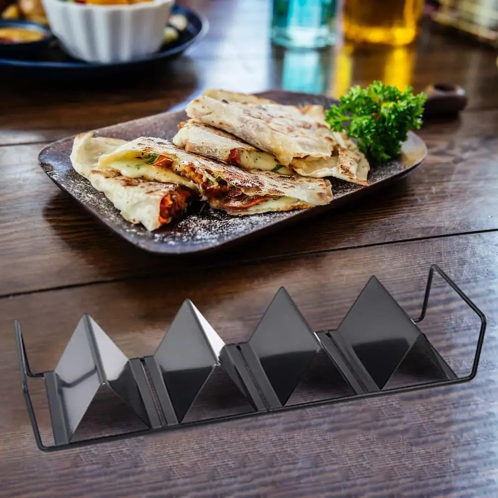 Stainless Steel Tacos Holder Frame Mexican W-shaped Pancake Rack Corn Hot Dog Spring Roll Rack Iron Tray Plate Cake Toast Holder