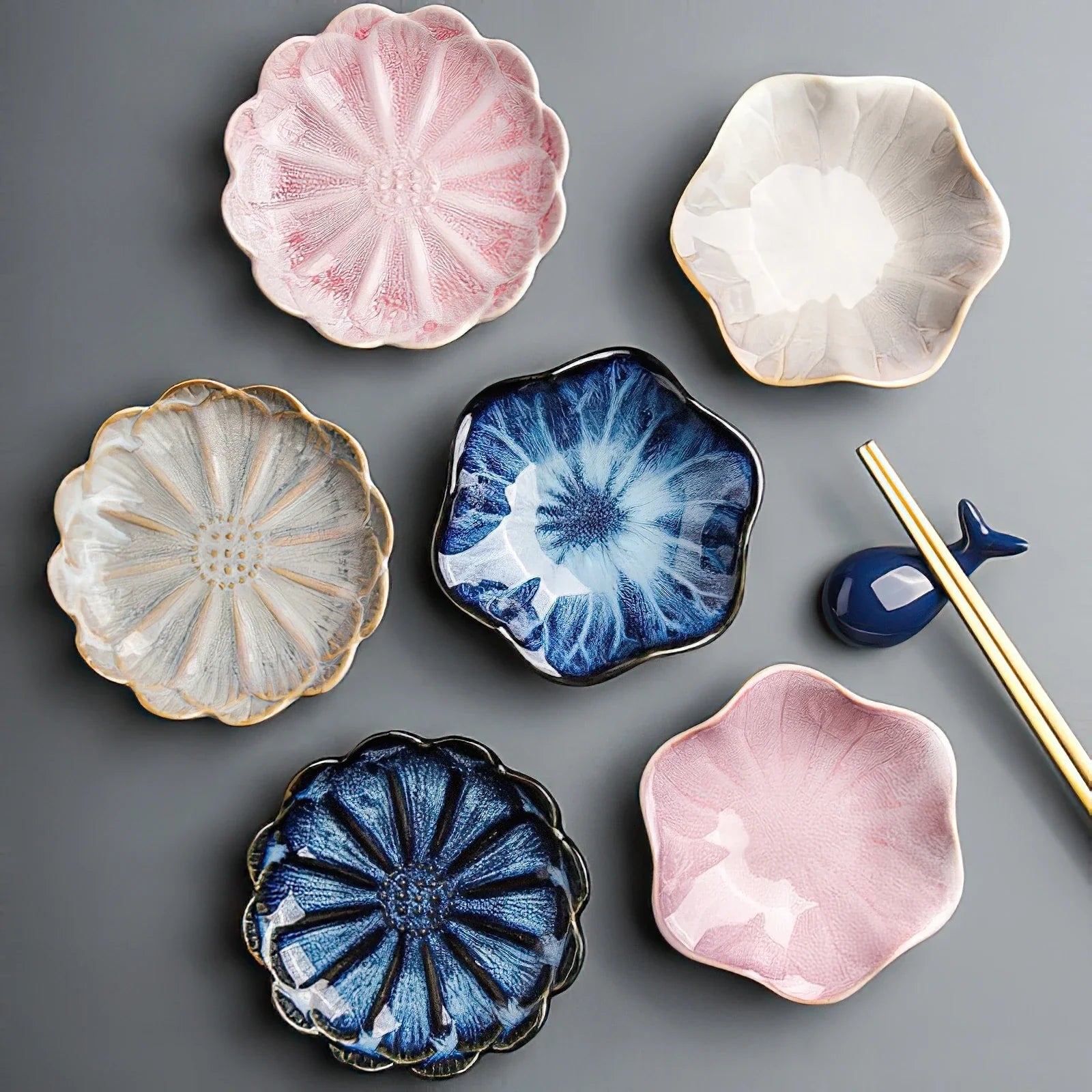 Ceramic Flower Sauce Dish – Mini Porcelain Dipping Bowl for Soy Sauce, Nuts & Charcuterie