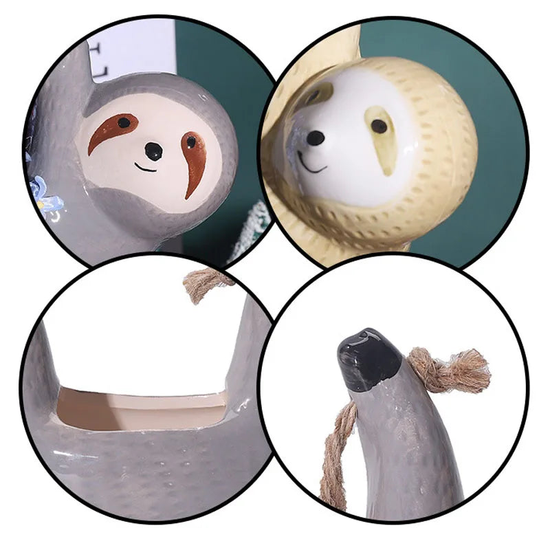 Ceramic Sloth Hanging Planter