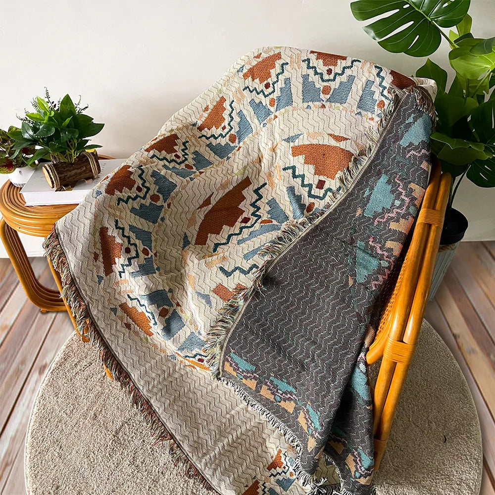 Boho Celestial & Nature-Inspired Woven Throw Blanket