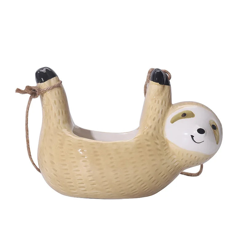 Ceramic Sloth Hanging Planter