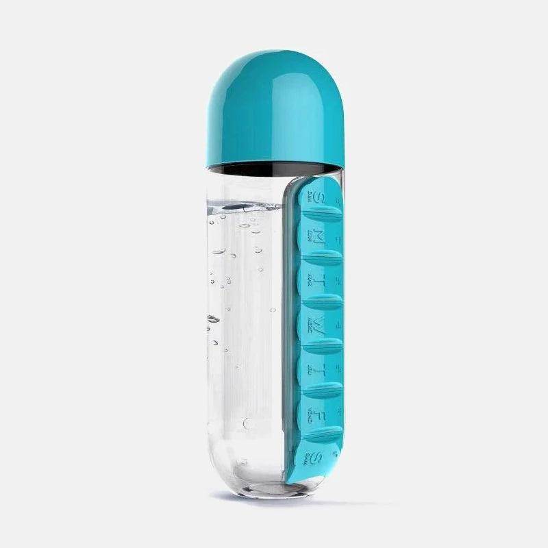 Travel pill organizer water bottle