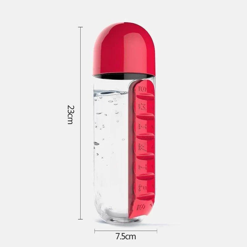 Travel pill organizer water bottle