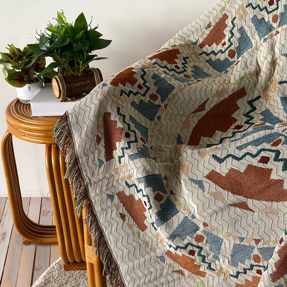 Boho Celestial & Nature-Inspired Woven Throw Blanket