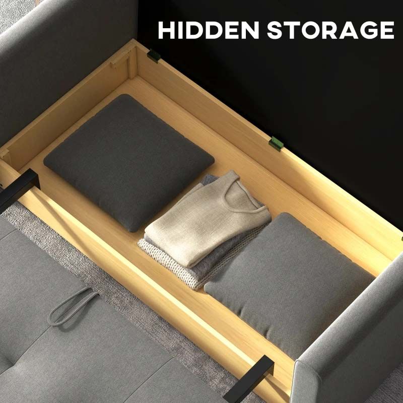Light Grey 2 Seater Sofa Bed Modern Compact Sleeper for Small Spaces in UK
