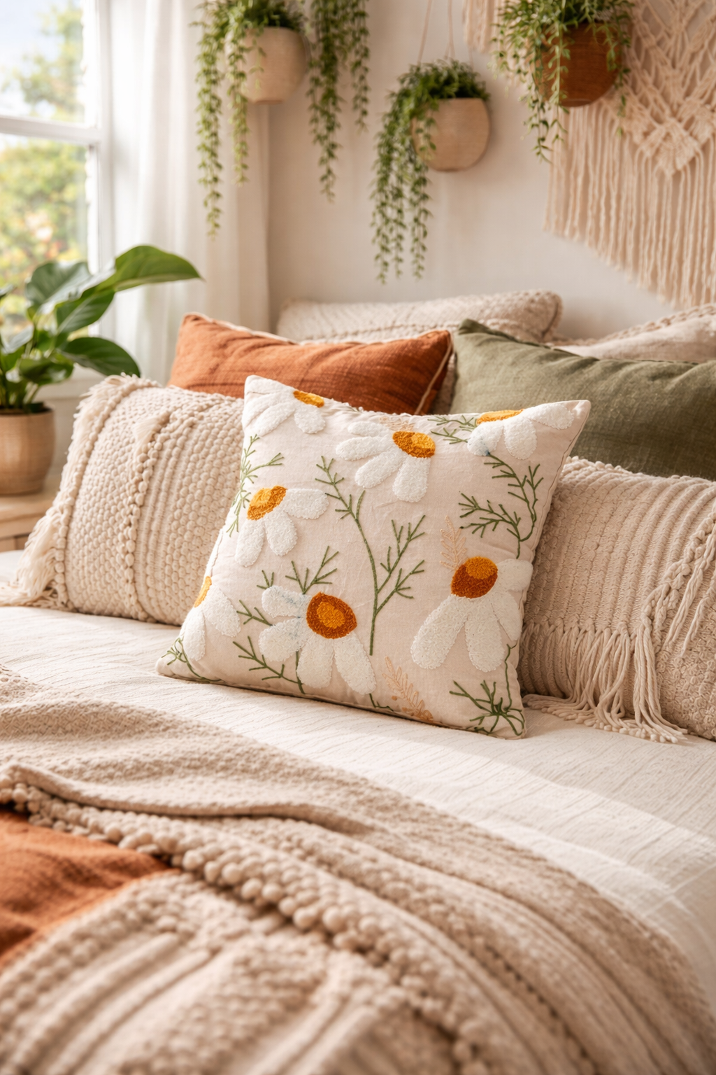 Vintage Floral Embroidered Pillowcase