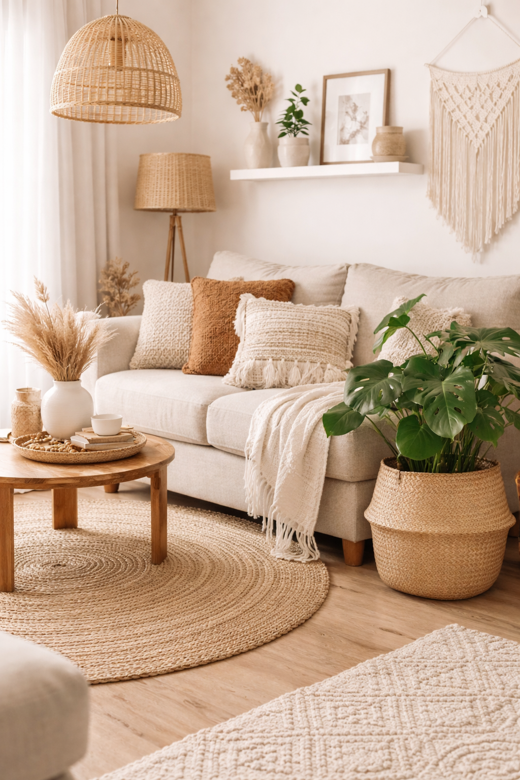 Boho Home Decor Seaweed Wicker Basket – Eco-Friendly Rattan Hanging Flowerpot & Storage Basket