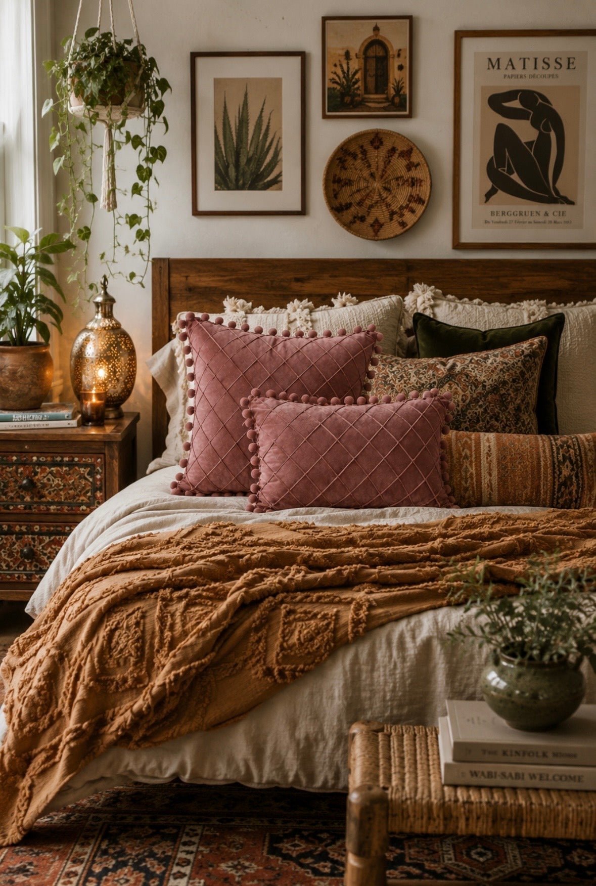 Velvet Crisscross Throw Pillow Cover with Pompoms – Boho Home Decor Accent