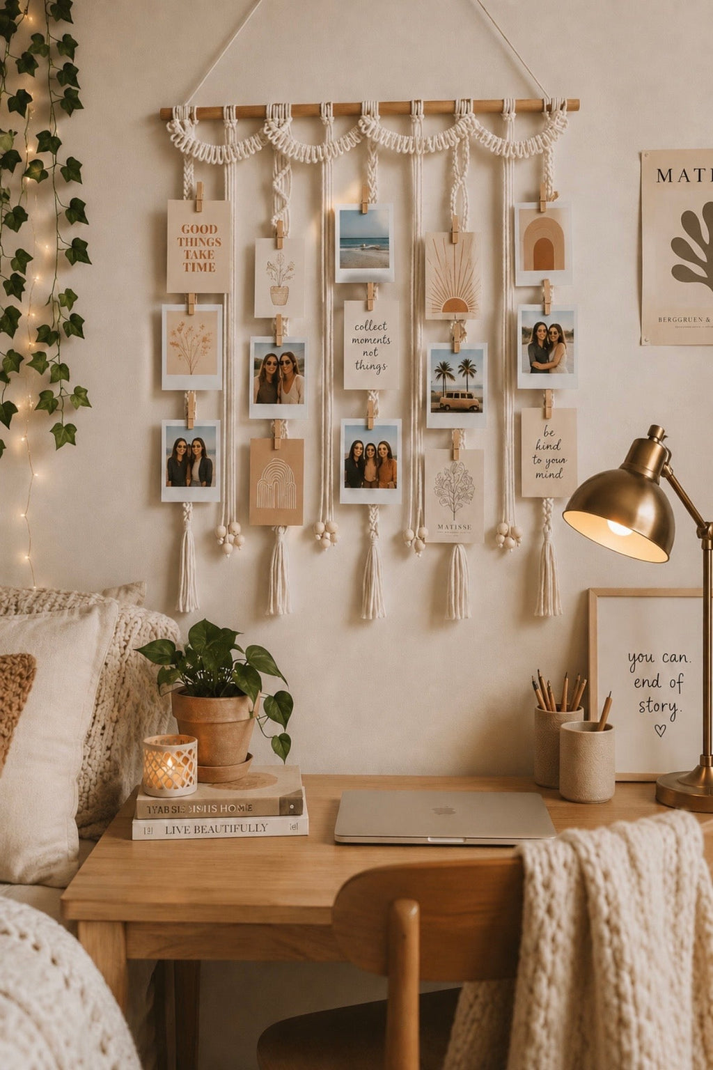 Boho Macrame Photo Display Wall Hanging