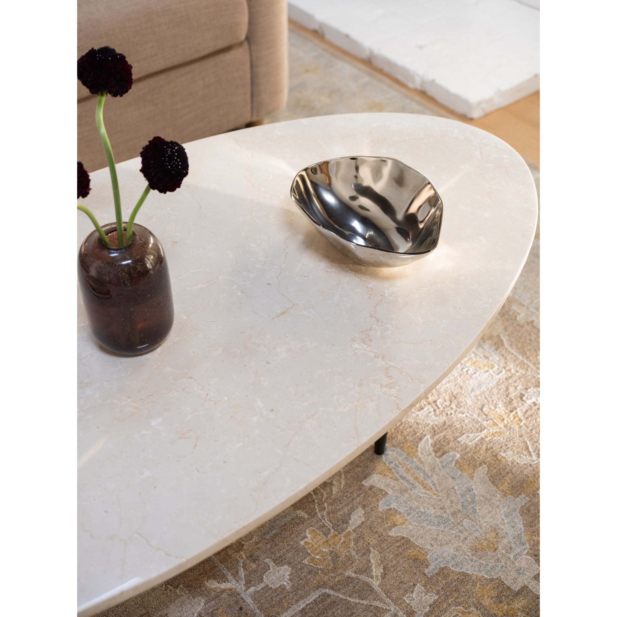Moe's Home Winona Coffee Table Botticino Beige Marble